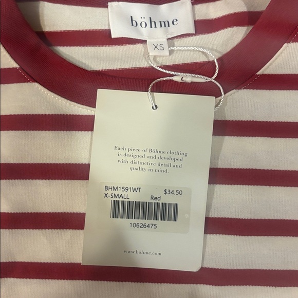 Bohme Red and White Striped Short Sleeve Tee - Picture 2 of 2